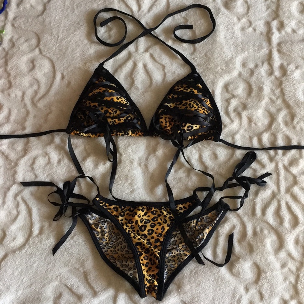 Leopard print string bikini